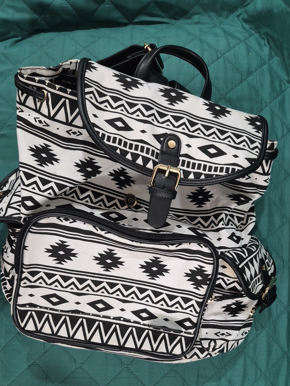 Aztec-Print Black & White Women's Backpack
